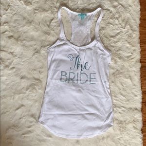 Betsy Johnson white and blue bridal tank